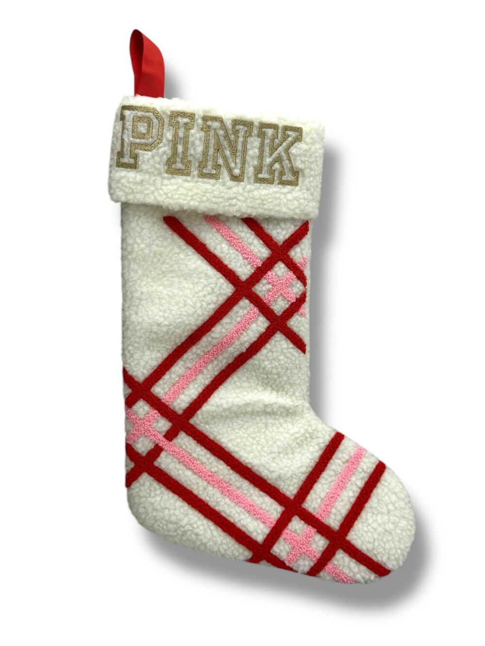 Victoria's Secret PINK Sherpa Plaid Christmas Holiday Stocking